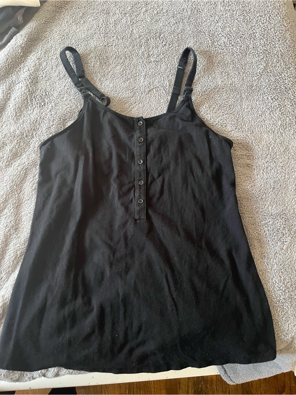Black Adjustable-Strap Nursing Cami Tank Top